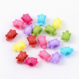 Large Hole Opaque Craft Style Acrylic Tortoise European Beads, 14x9x8mm, Hole: 5mm, about 1750pcs/500g