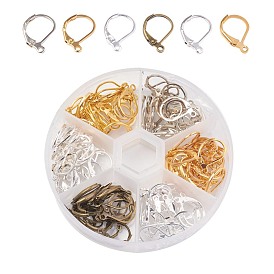 Accessoires dormeuses d'oreilles en laiton, avec boucle, argent et platine et bronze doré et antique