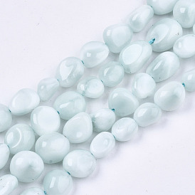 Brins de perles de verre naturel, pierre tombée, nuggets