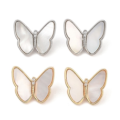 Латунь микро проложить кубические циркониевые кнопки, с оболочкой, бабочка