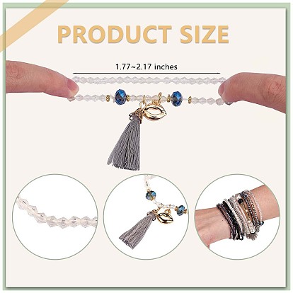 11 Ensemble de bracelets extensibles en perles de rocaille boho, bracelets empilables multicouches, bracelets à breloques à pampilles colorées pour femmes