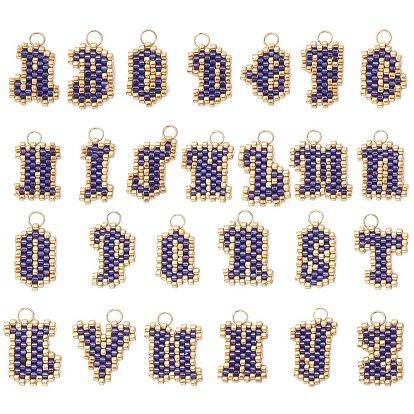 Бисер ручной работы миюки, ткацкий узор с буквами подвески, с 304 кольцами из нержавеющей стали