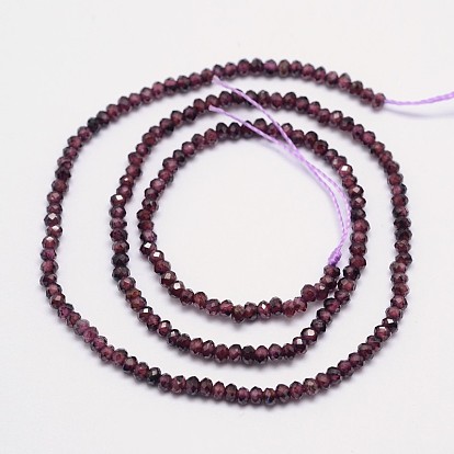 Faceted Rondelle Natural Garnet Bead Strands, 3x2mm, Hole: 1mm, about 144pcs/strand, 15.5 inch