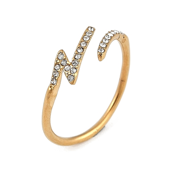 Ионное покрытие (ip) 304 кольцо из нержавеющей стали со стразами, манжета открытая кольцо для женщин