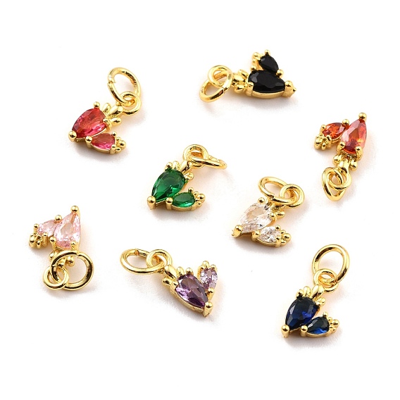 Латунные микро проложить кубического циркония прелести, реальный 18 k позолоченный, без кадмия и без свинца, морковь