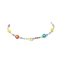 Glass Seed Bead Beaded Necklaces, Flower with Smile Face Handmade Polymer Clay Bead Necklace for Women