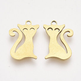 201 pendentifs chaton en acier inoxydable, pendentifs découpés au laser, forme de silhouette de chat