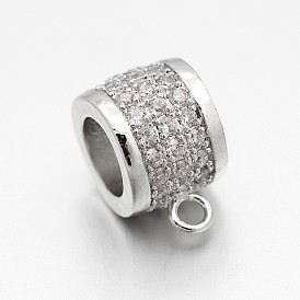 Поручни из латуни с покрытием из латуни, микро паве, кубический цирконий, петля под залог, колонка, без свинца, внутренний диаметр: без кадмия, 11.5x7x9 мм, отверстие : 1.5 мм, внутренний диаметр: 5.5 мм