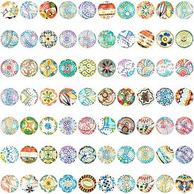 Flatback стеклянные кабошоны для поделок проектов, купол / полукруглый со смешанными узорами, разноцветные