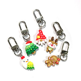 Cute Cartoon Mini Christmas Series Keychain Resin Santa Claus Snowman Biscuit Man Accessories Bag Ornaments