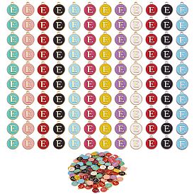 120 шт 12 цвета позолоченные подвески из сплава, с эмалью, эмалированные блестки, плоские круглые с буквы