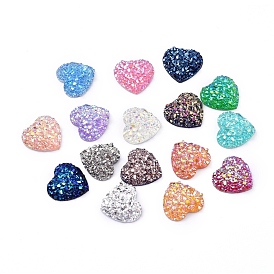 Glänzende Druzy-Harz-Cabochons, Herz