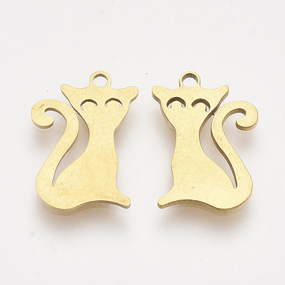 201 pendentifs chaton en acier inoxydable, pendentifs découpés au laser, forme de silhouette de chat