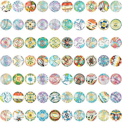 Flatback стеклянные кабошоны для поделок проектов, купол / полукруглый со смешанными узорами, разноцветные