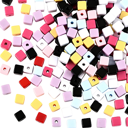 200 непрозрачные акриловые бусины, кубические