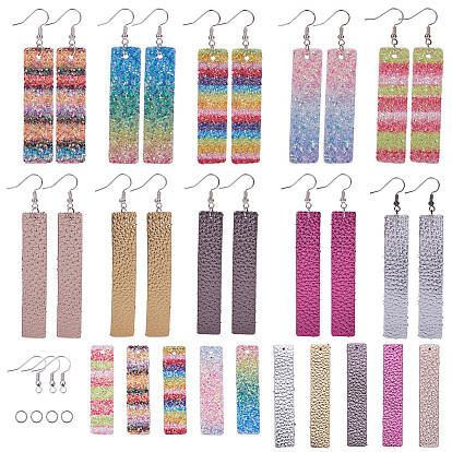 SUNNYCLUE DIY Earring Makings, with Eco-Friendly Cowhide Big Pendants, PU Leather Big Pendants and Brass Earring Hooks