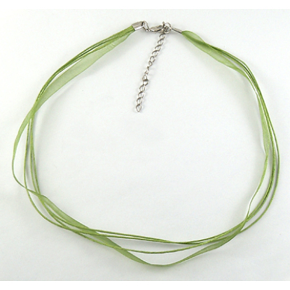 Jewelry Making Necklace Cord, Organza Ribbon & Waxed Cotton Cord & Platinum Plated Iron Clasp
