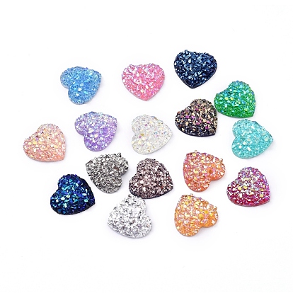 Glänzende Druzy-Harz-Cabochons, Herz