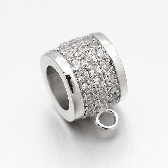 Поручни из латуни с покрытием из латуни, микро паве, кубический цирконий, петля под залог, колонка, без свинца, внутренний диаметр: без кадмия, 11.5x7x9 мм, отверстие : 1.5 мм, внутренний диаметр: 5.5 мм