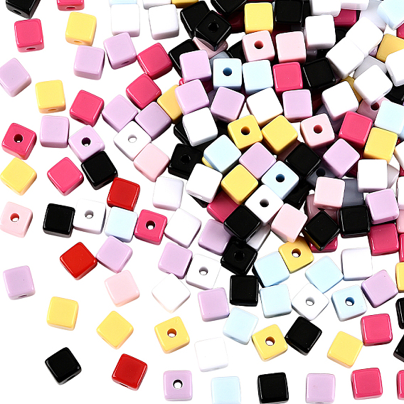 200 непрозрачные акриловые бусины, кубические
