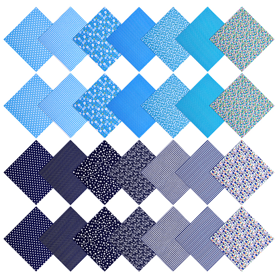 28Pcs 2 Styles Cotton Fabric, Square with Mixed Pattern