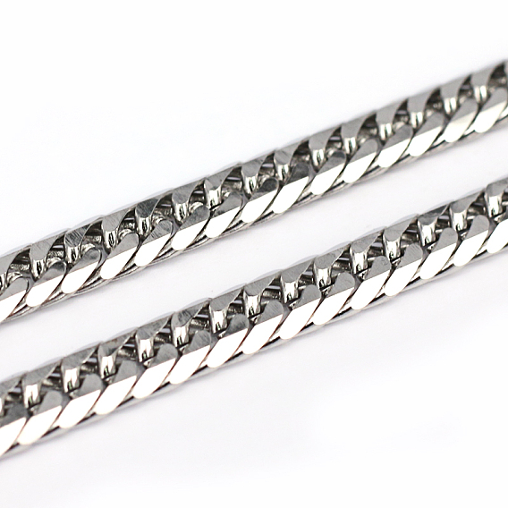 304 Stainless Steel Curb Chains, Unwelded, Faceted, 1.4mm