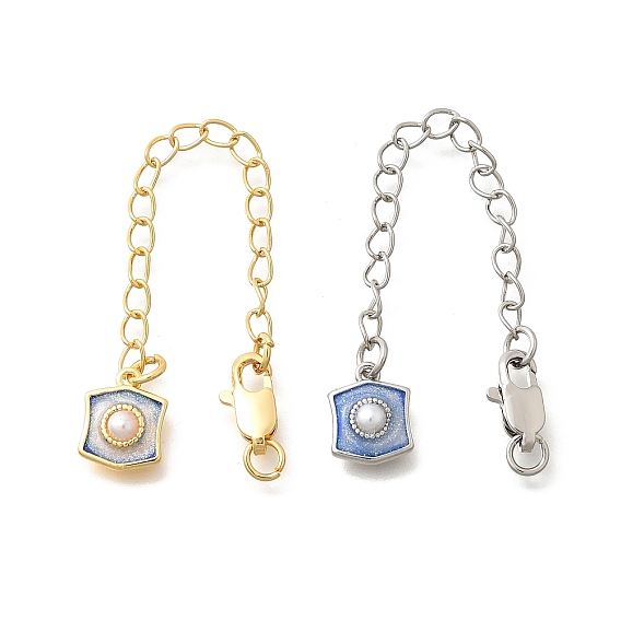 Латунный АБС искусственный жемчуг заканчивается цепочкой, с эмалью и блестящей пудрой