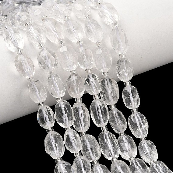 Природных кристаллов кварца бисер нитей, овальные, горного хрусталя, граненые, с бисером
