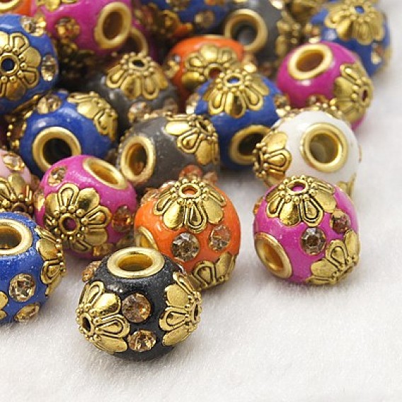 Handmade Indonesia Beads, Round, 14x13mm, Hole: 3mm