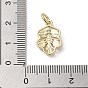 Laiton émail pendentifs, avec anneau de saut, réel 18 k plaqué or, feuille avec charme mauvais œil