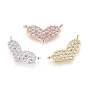Соединители из латуни с микропаве и кубическим цирконием, сердце, прозрачные