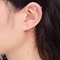 Moon & Star Ear Cuff Wrap Climber Earrings, Crawler Earrings Dangling Chain, with Silver Pins