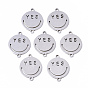 201 Stainless Steel Links Connectors, Laser Cut, Flat Round with Smile Yes