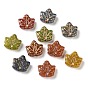 Handmade Lampwork Beads, Maple Leaf, Golden Metal Enlaced