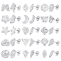 30Pcs 15 Style 304 Stainless Steel Textured Stud Earrings Findings with Hole, Star & Kite & Hexagon & Trapezoid & Moon