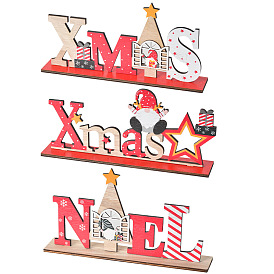 Wooden Word Noel Xmas Display Decoration, Christmas Ornaments, for Party Gift Home Decoration