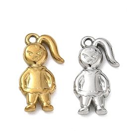 Pendentifs en acier inoxydable, charmes de fille en colère