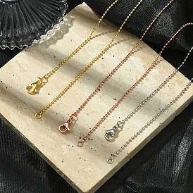 1.5мм стойка покрытие латунные шариковые цепочки ожерелья для женщин мужчин, без кадмия и без свинца, 901 застежка из нержавеющей стали, долговечный