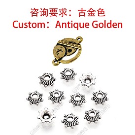 Tibetan Style Zinc Alloy Bead Caps, Cadmium Free & Nickel Free & Lead Free