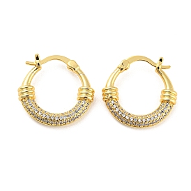 Brass Micro Pave Clear Cubic Zirconia Hoop Earrings, Long-Lasting Plated, Cadmium Free & Lead Free