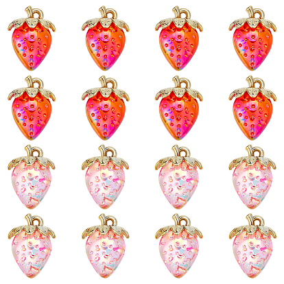 16шт 2 цветные подвески из прозрачного акрила, клубника прелести