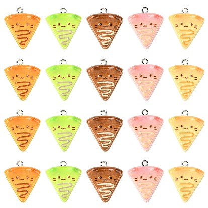 40 шт 5 цвета подвески из непрозрачной смолы, чизкейк в форме кошки, с железной петлей для штифта