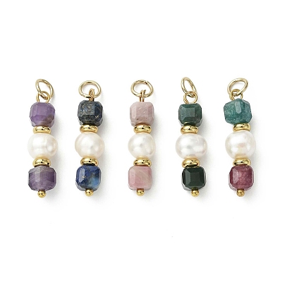 Подвески из натуральных смешанных камней и культивированного пресноводного жемчуга, граненые кубические и картофельные подвески, золотые