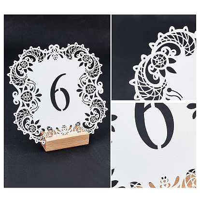 SUPERFINDINGS 2 Set 2 Style Paper Table Numbers Cards, with Hollow Out Lace Flowers Pattern, for Wedding, Restaurant, Birthday Party Decorations