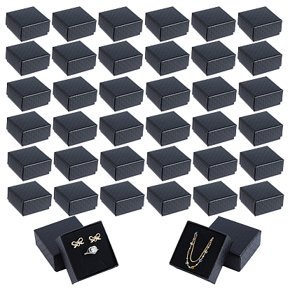 Картонные коробки для упаковки ювелирных изделий, с губкой внутри, для колец, , Серьги, Браслеты, квадрат с узором в виде ромбов