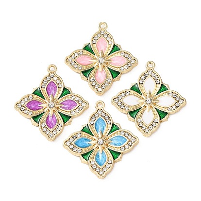 Сплав со стразами и эмалевыми подвесками, , золотые