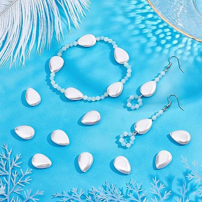 SUPERFINDINGS 30Pcs Electroplate Natural Freshwater Shell Beads Strands, Teardrop