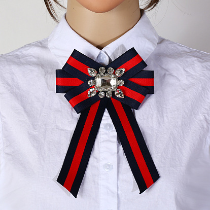 Chic Striped Bow Brooch for Women - Fashionable Knitted Knot Pin Accessory