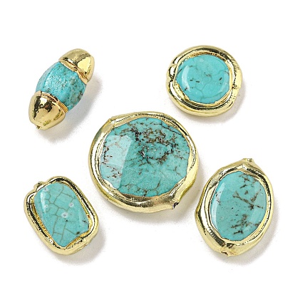 Плоские круглые/прямоугольные/колонны/овальные латунные бусины с покрытием стойки, с естественным Howlite, долговечный, окрашенные