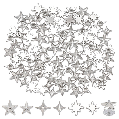 96 Sets 6 Styles Alloy Rivets, DIY Purse Making Supplies, Star
